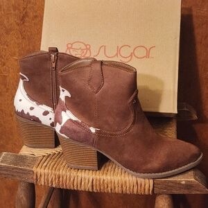 Sugar Women's Brown Animal Print Ankle Boots -SZ81/2
